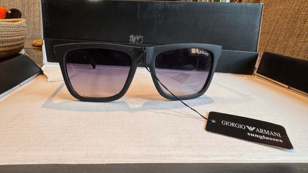 Emporio Armani Black Square Sunglasses with Gold Accents JK9922